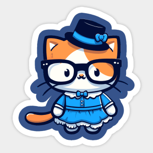 Nerdy Cat Sticker